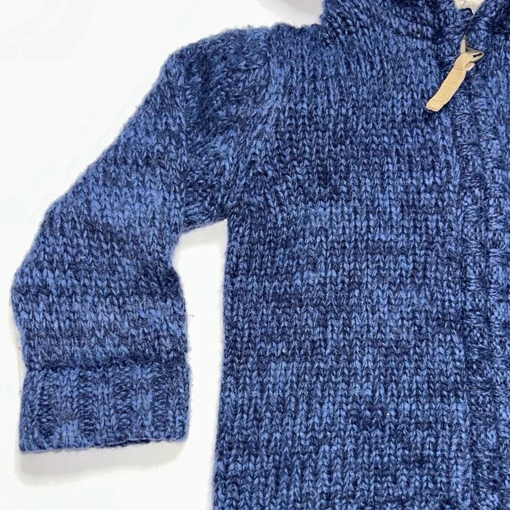 Carter's‎ Toddler Boys 18 Months Blue Sherpa Lined Knit Hoodie Jacket